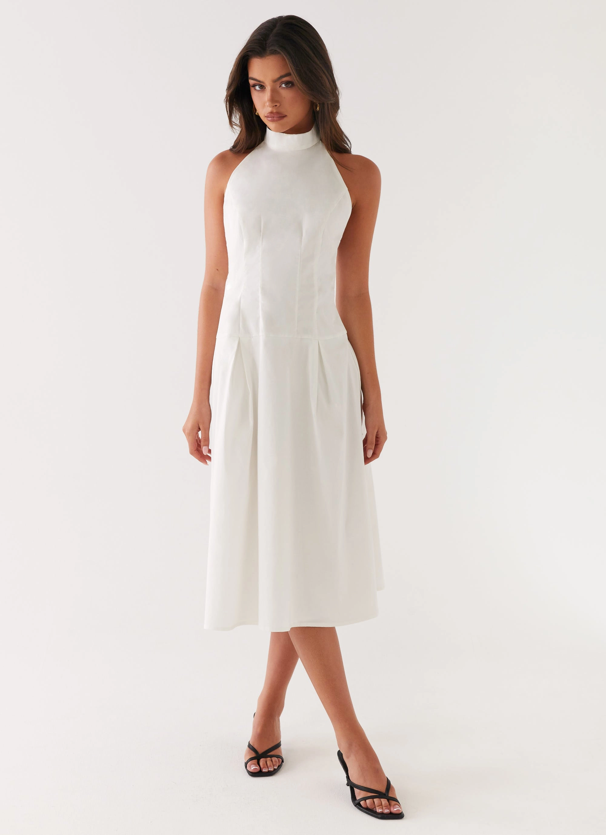 Calla Halter Midi Dress - White