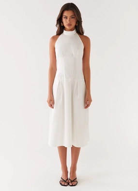 Calla Halter Midi Dress - White Calla Halter Midi Dress - White