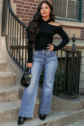 Calla Wide Leg High Rise Risen Jeans (Dark) Calla Wide Leg High Rise Risen Jeans (Dark)