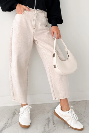 Calloway High Rise Barrel Jeans (Washed Ecru) Calloway High Rise Barrel Jeans (Washed Ecru)