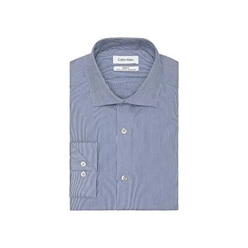 Calvin Klein Men's Non Iron Stretch Slim Fit Unsolid Solid Dress Shirt Shirt, Soft Lilac, 16.5" Neck 36-37" Sleeve