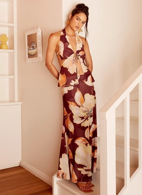 Camellia Maxi Skirt - Brown Floral Camellia Maxi Skirt - Brown Floral