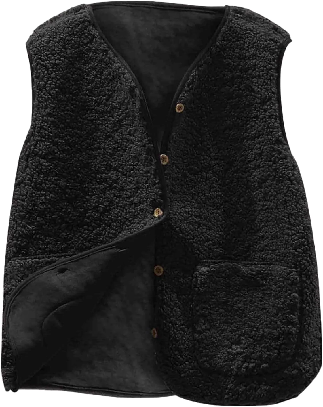 Canbebig Fleece Vest Women Soft Sleeveless Classic Fit Button Down Fuzzy Sherpa Fleece Jacket Cozy Waistcoat Outwear Pockets