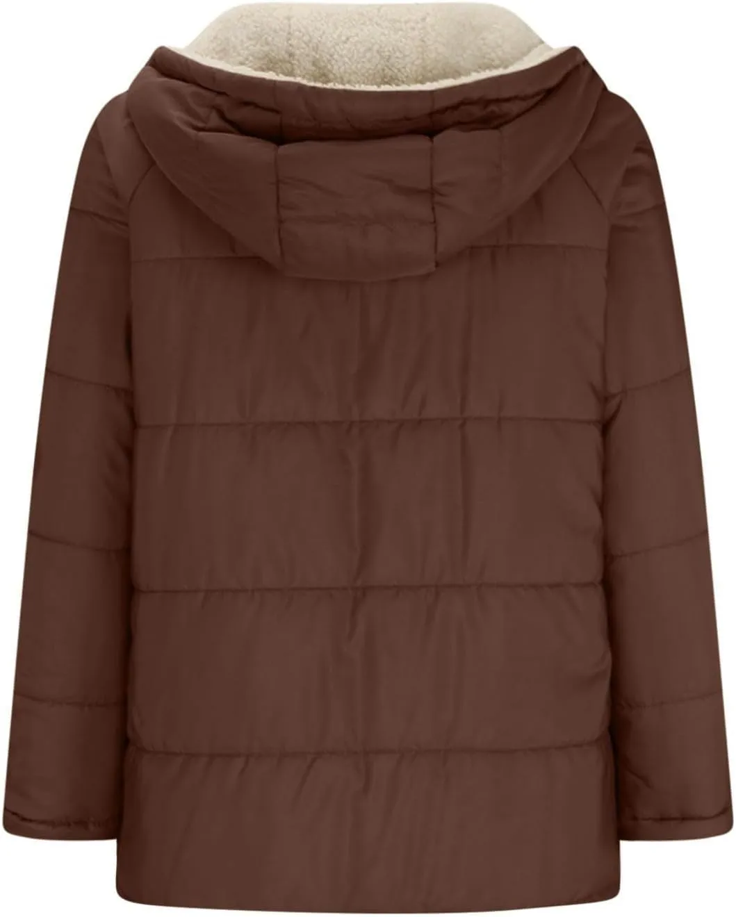 Canbebig Women's Quilted Winter Coats Hooded Fleece Jacket Warm Reversible Sherpa-Lined Jackets Full Zip Puffer Hoodies Coat