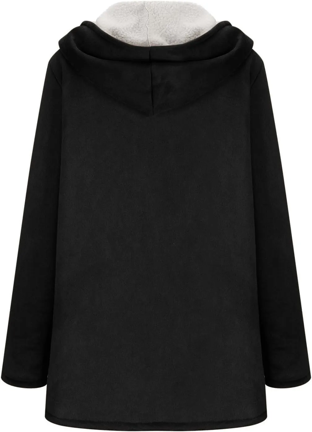 Canbebig Women's Retro Sherpa Lined Suede Leather Longline Coat Winter Warm Hooded Fleece Jacket Outerwear Overcoat Pockets