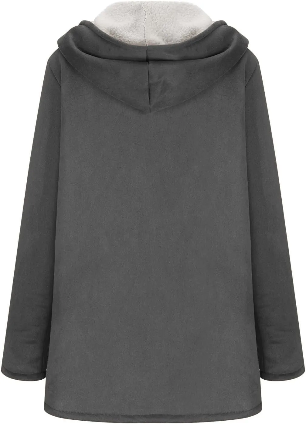 Canbebig Women's Retro Sherpa Lined Suede Leather Longline Coat Winter Warm Hooded Fleece Jacket Outerwear Overcoat Pockets