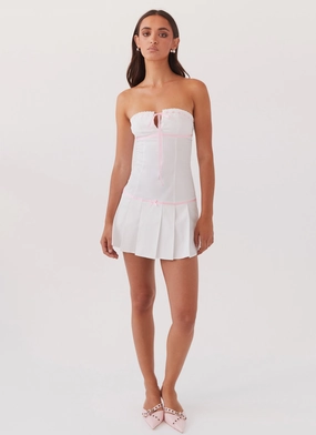 Candy Coated Bustier Mini Dress - Pink Ribbon Candy Coated Bustier Mini Dress - Pink Ribbon