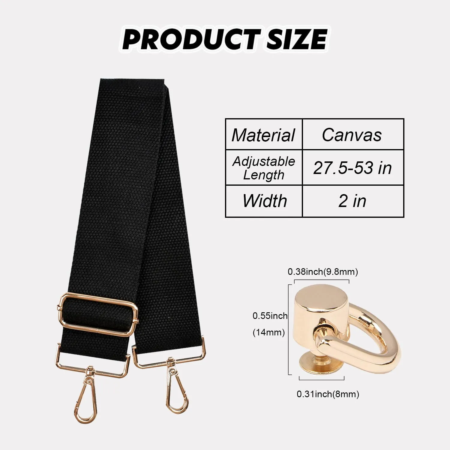 Canvas Bag Strap for Bogg Bag Accessories, 2" Width 28-52" Length Adjustable Canvas Strap for Beach Bag