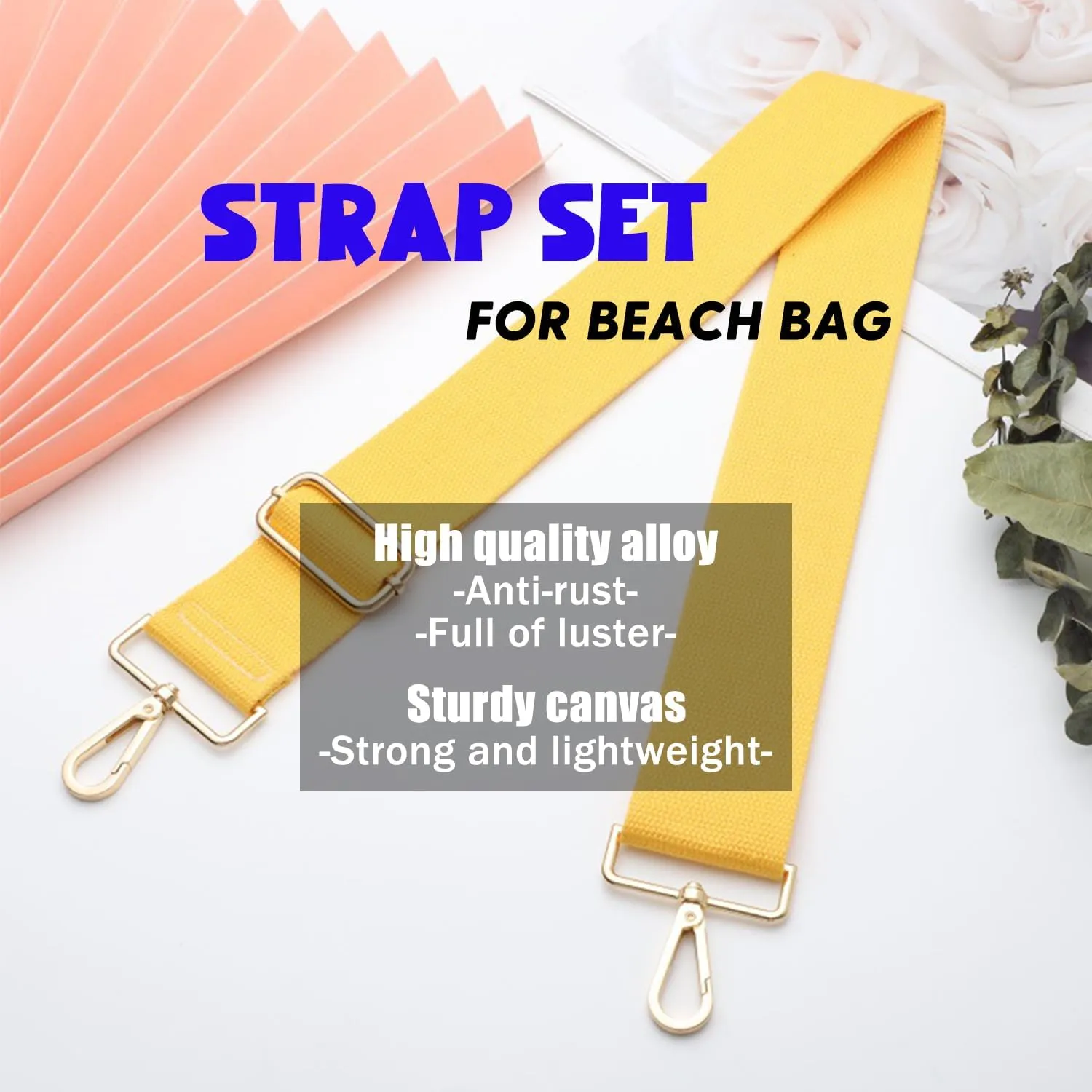 Canvas Bag Strap for Bogg Bag Accessories, 2" Width 28-52" Length Adjustable Canvas Strap for Beach Bag