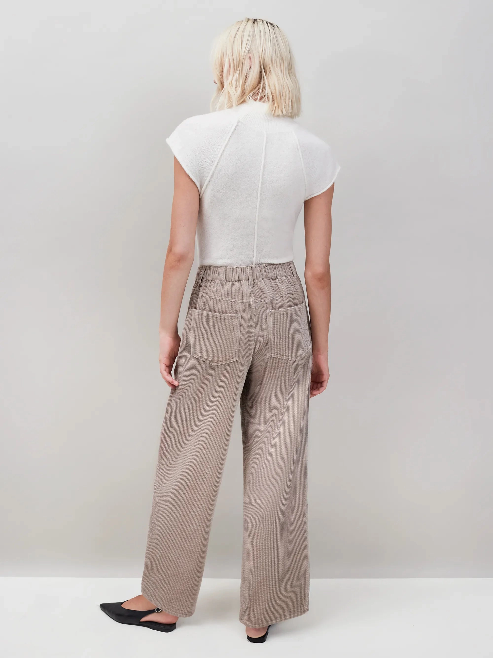 Cappuccino Cord Drawstring Waist Trousers