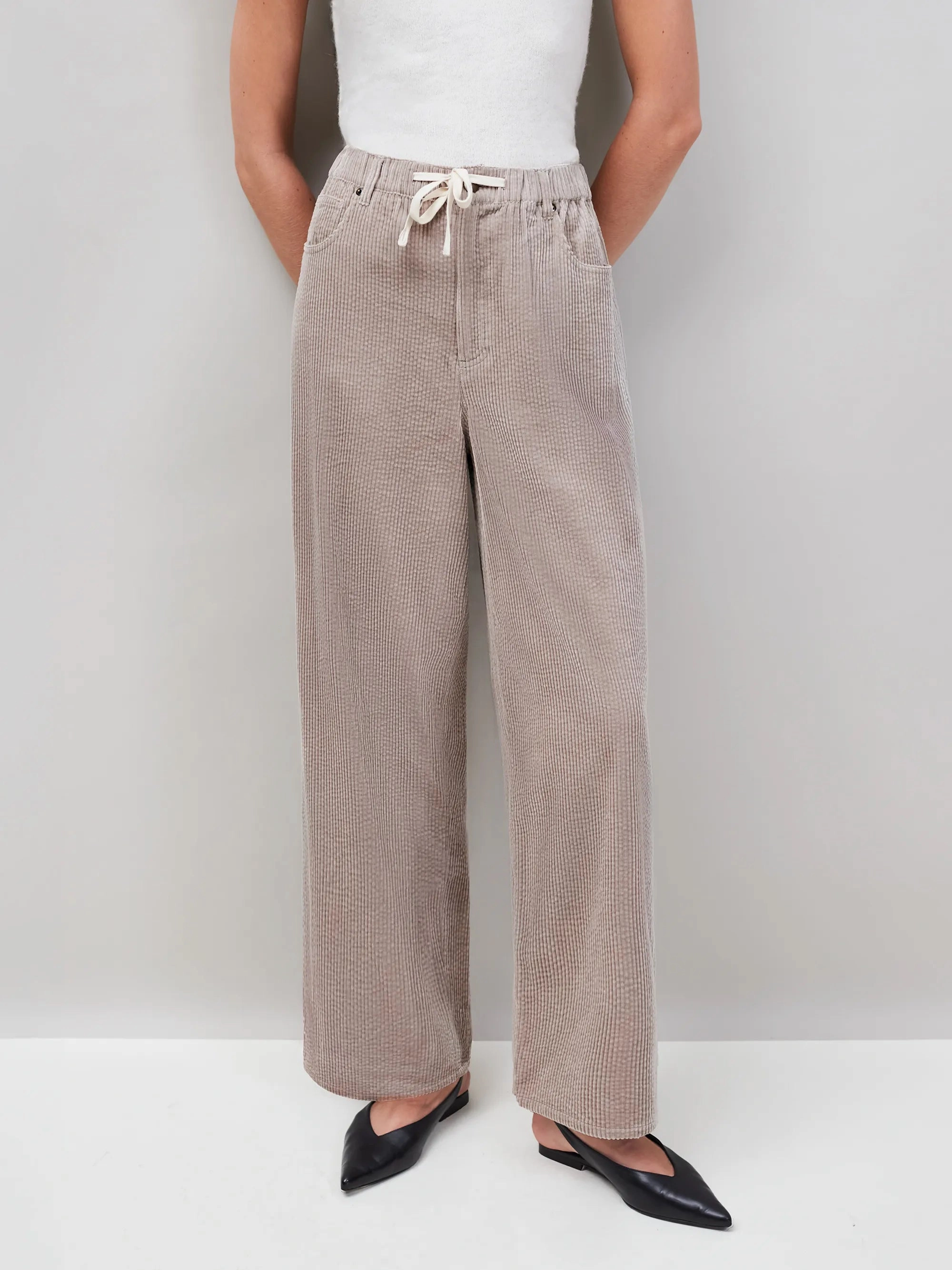Cappuccino Cord Drawstring Waist Trousers