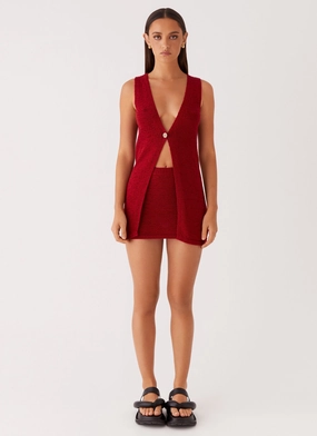 Capri Glow Knit Skirt - Maroon Capri Glow Knit Skirt - Maroon