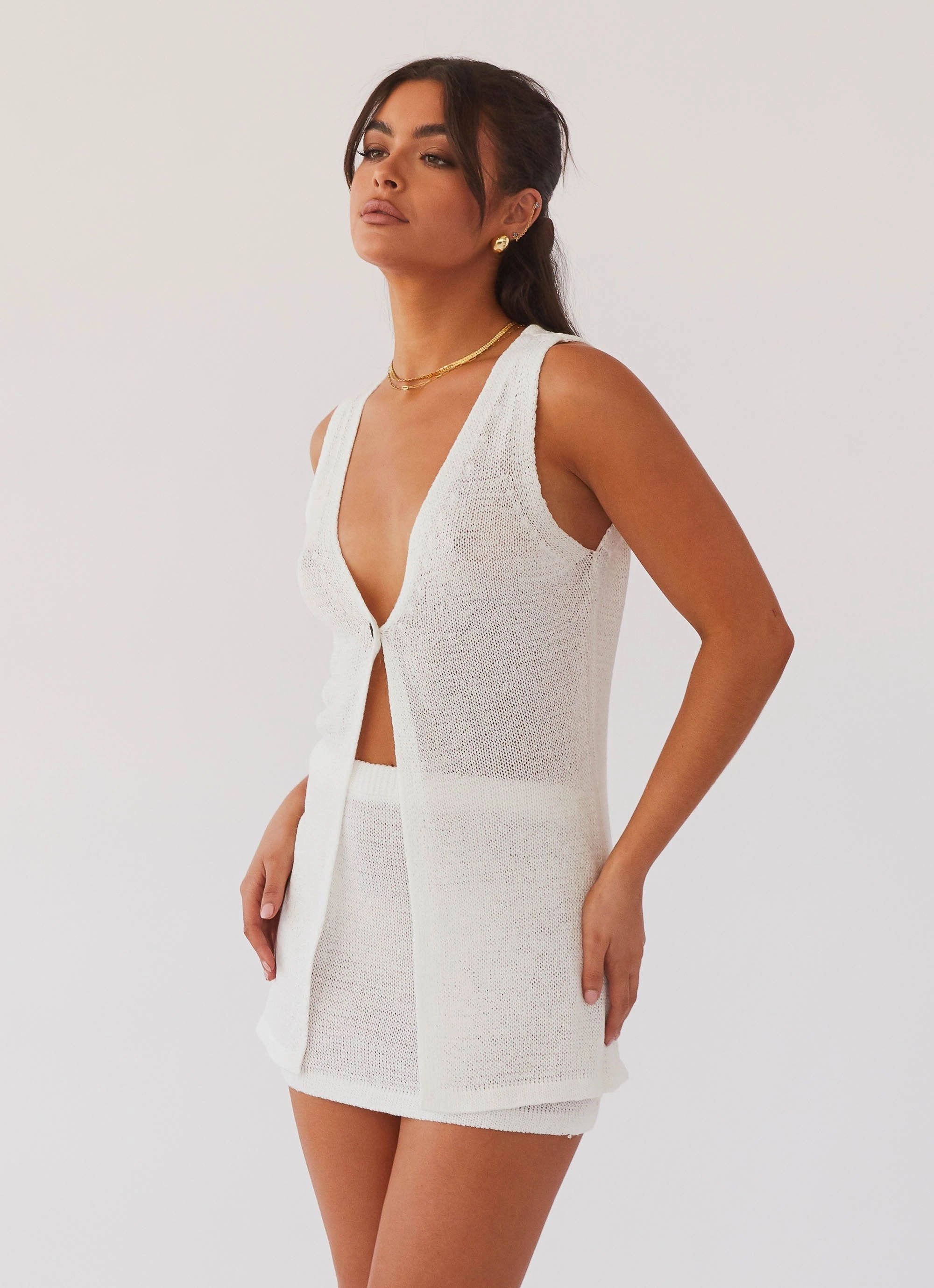 Capri Glow Knit Top - White