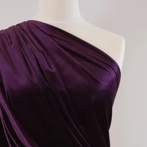Carlotta Purple Stretch Panne Velvet Jersey Fabric from John Kaldor Sample