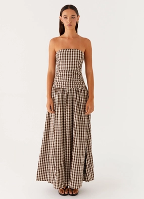 Carmel Maxi Dress - Brown Gingham Carmel Maxi Dress - Brown Gingham