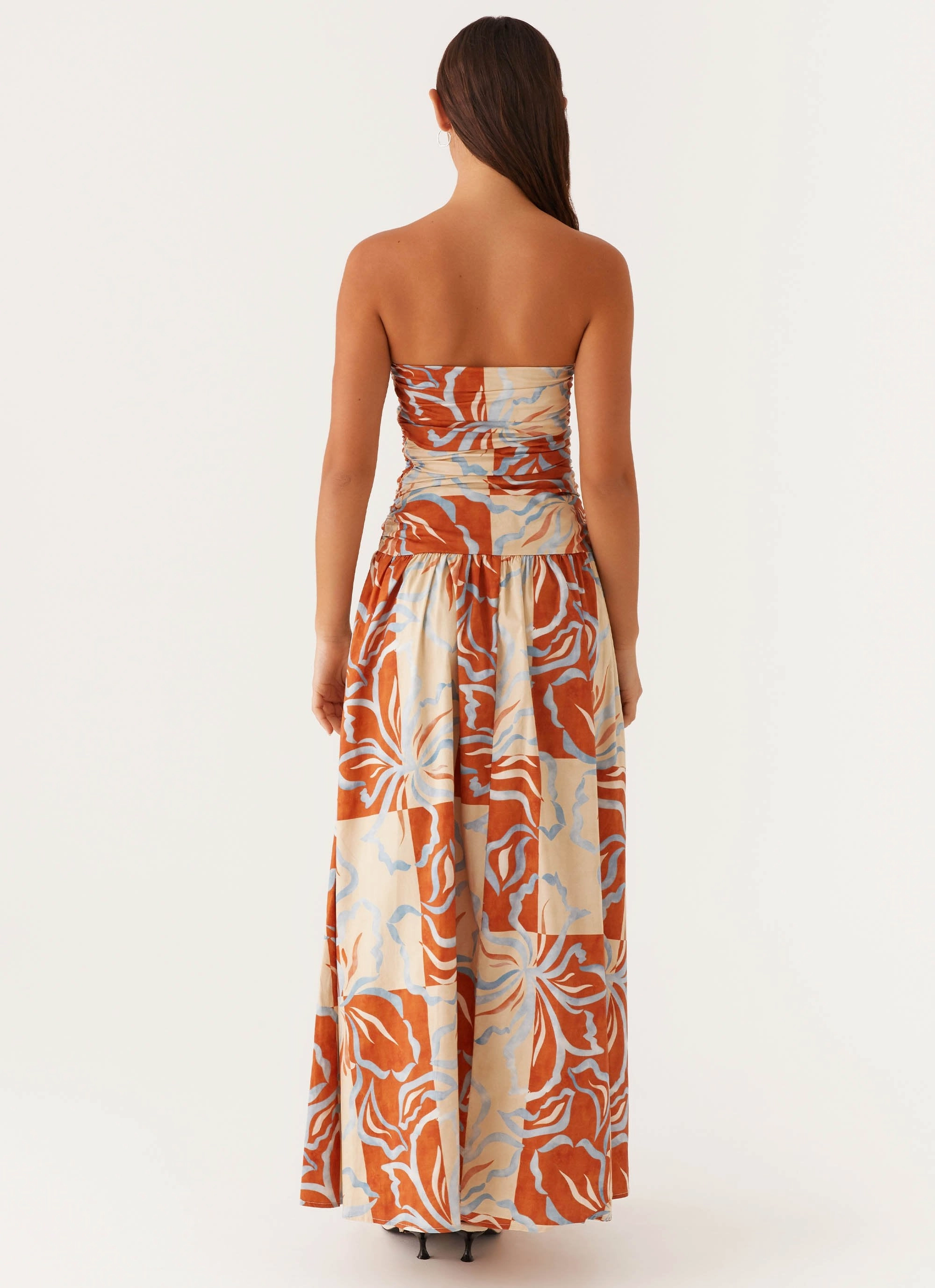 Carmel Maxi Dress - Orange Blue Floral