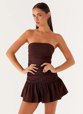 Carmel Mini Dress - Chocolate Carmel Mini Dress - Chocolate