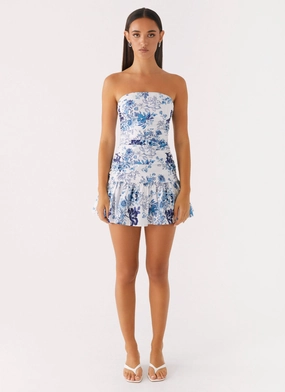 Carmel Mini Dress - Serene Sky Floral Carmel Mini Dress - Serene Sky Floral