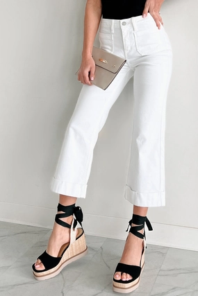 Carrington High Rise Cropped Kancan Flare Jeans (White)