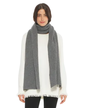 Cashmere & Wool Chunky Ribbed Scarf Dark Grey