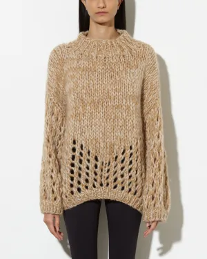 Cashmere Lace Pullover | Camel Beige