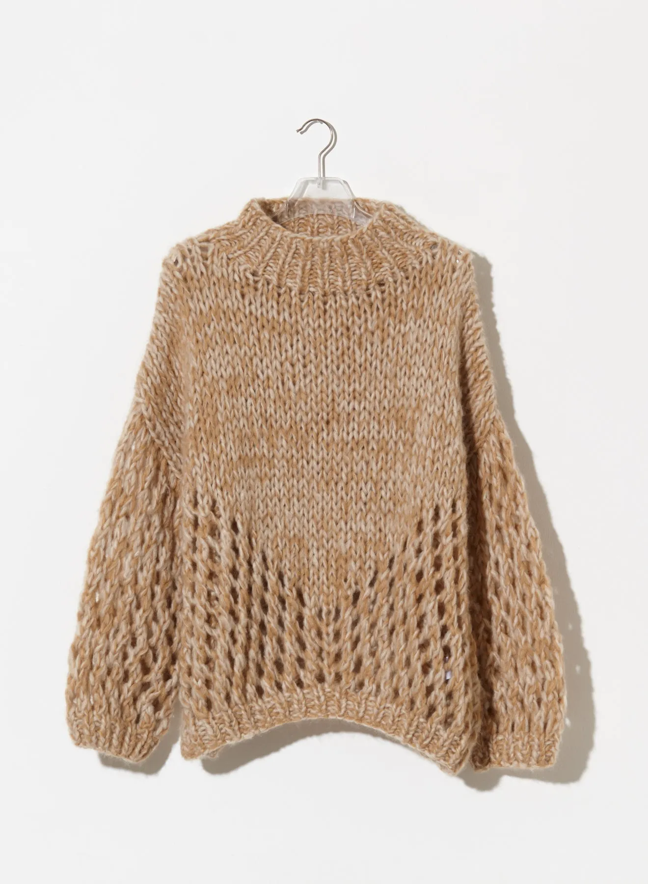 Cashmere Lace Pullover | Camel Beige