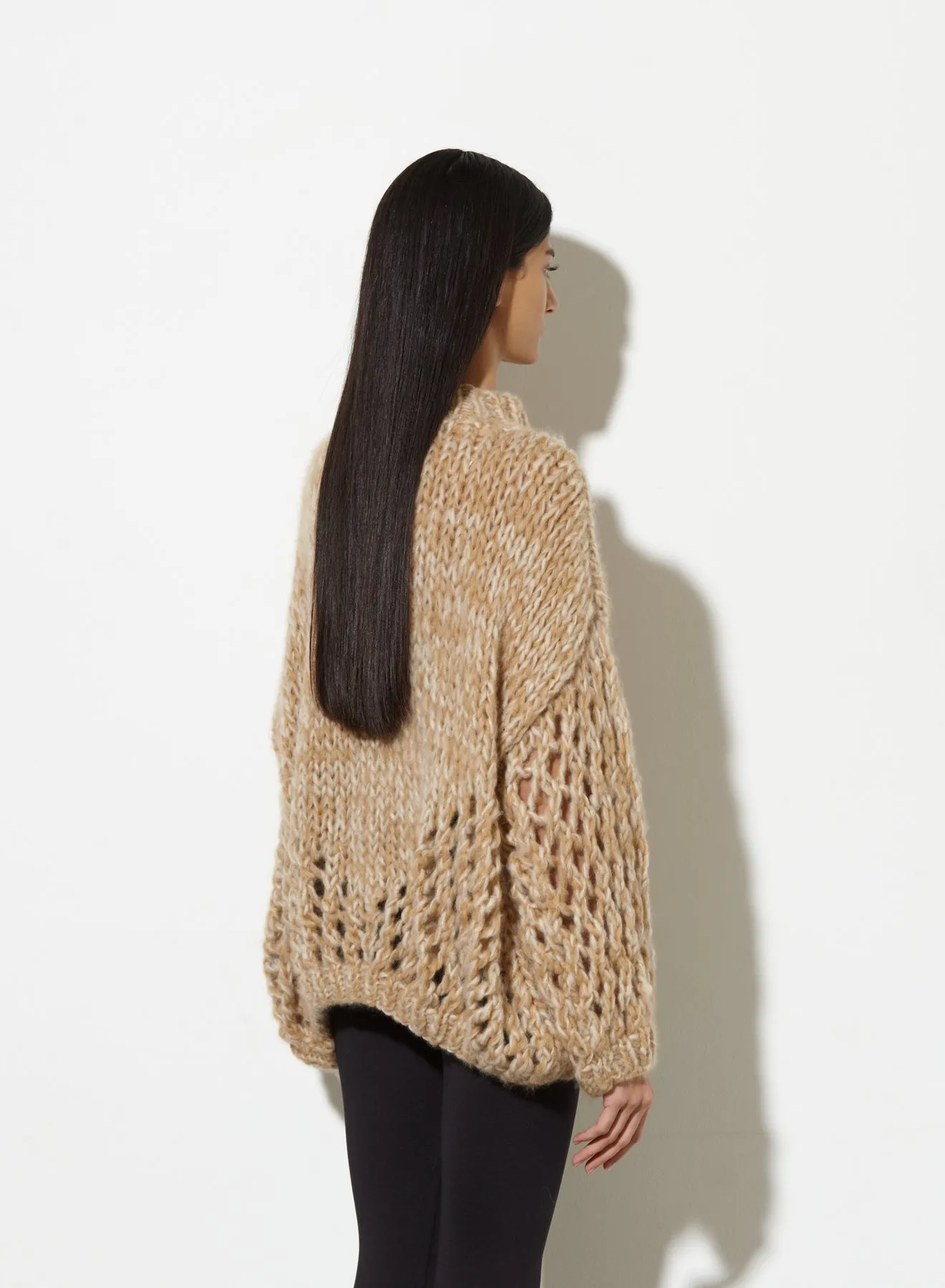 Cashmere Lace Pullover | Camel Beige