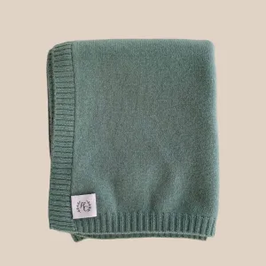 Cashmere Plain Knit Baby Blanket - Sage