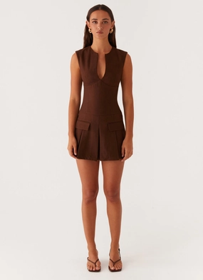 Cassia Mini Dress - Brown Cassia Mini Dress - Brown