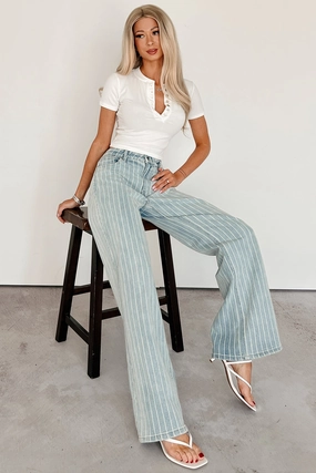 Cassian Striped Wide Leg Cello Jeans (Light) Cassian Striped Wide Leg Cello Jeans (Light)