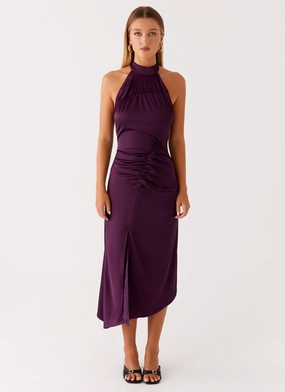 Casta Halterneck Midi Dress - Plum Casta Halterneck Midi Dress - Plum