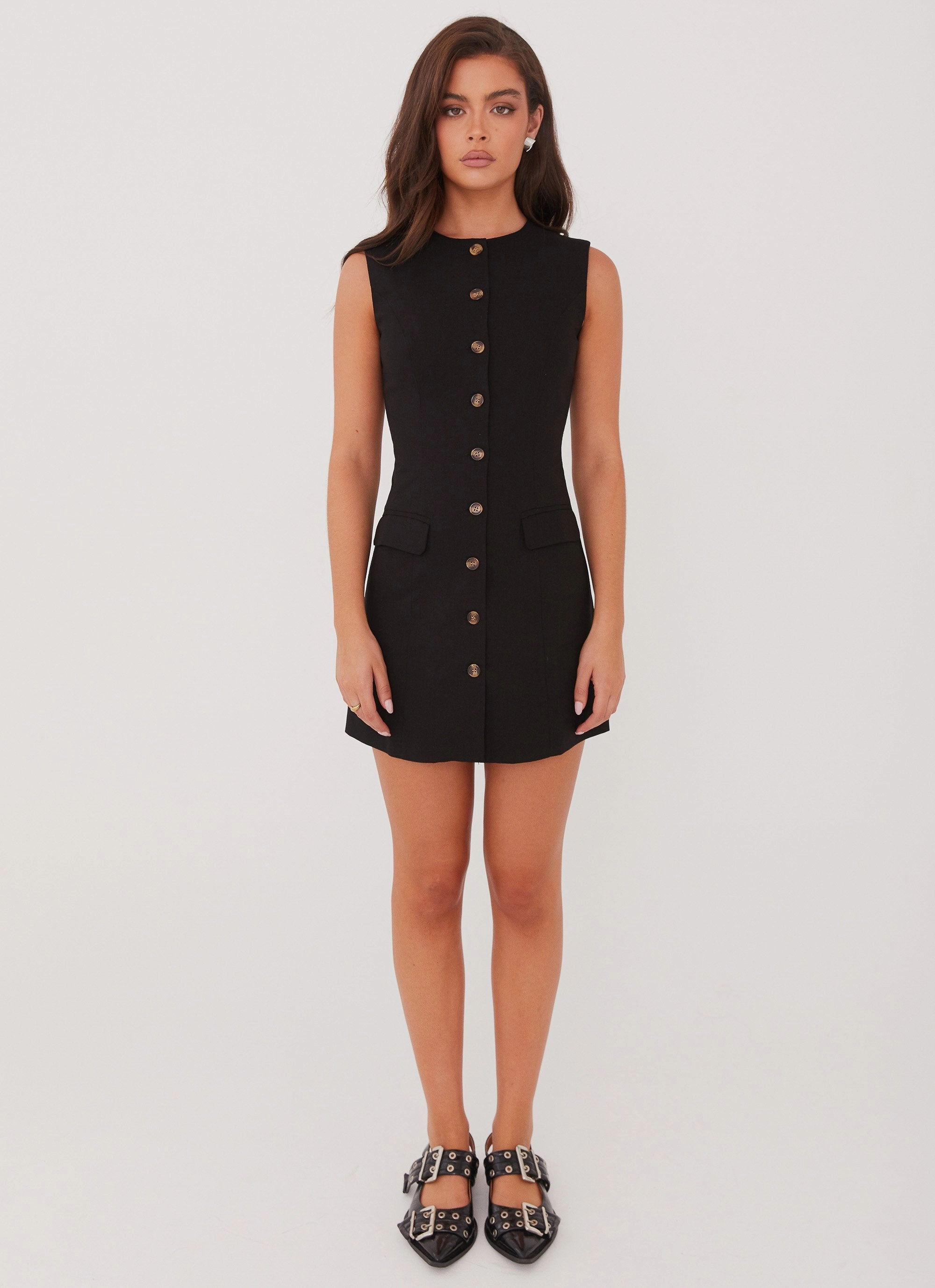 Castello Fiore Linen Mini Dress - Black