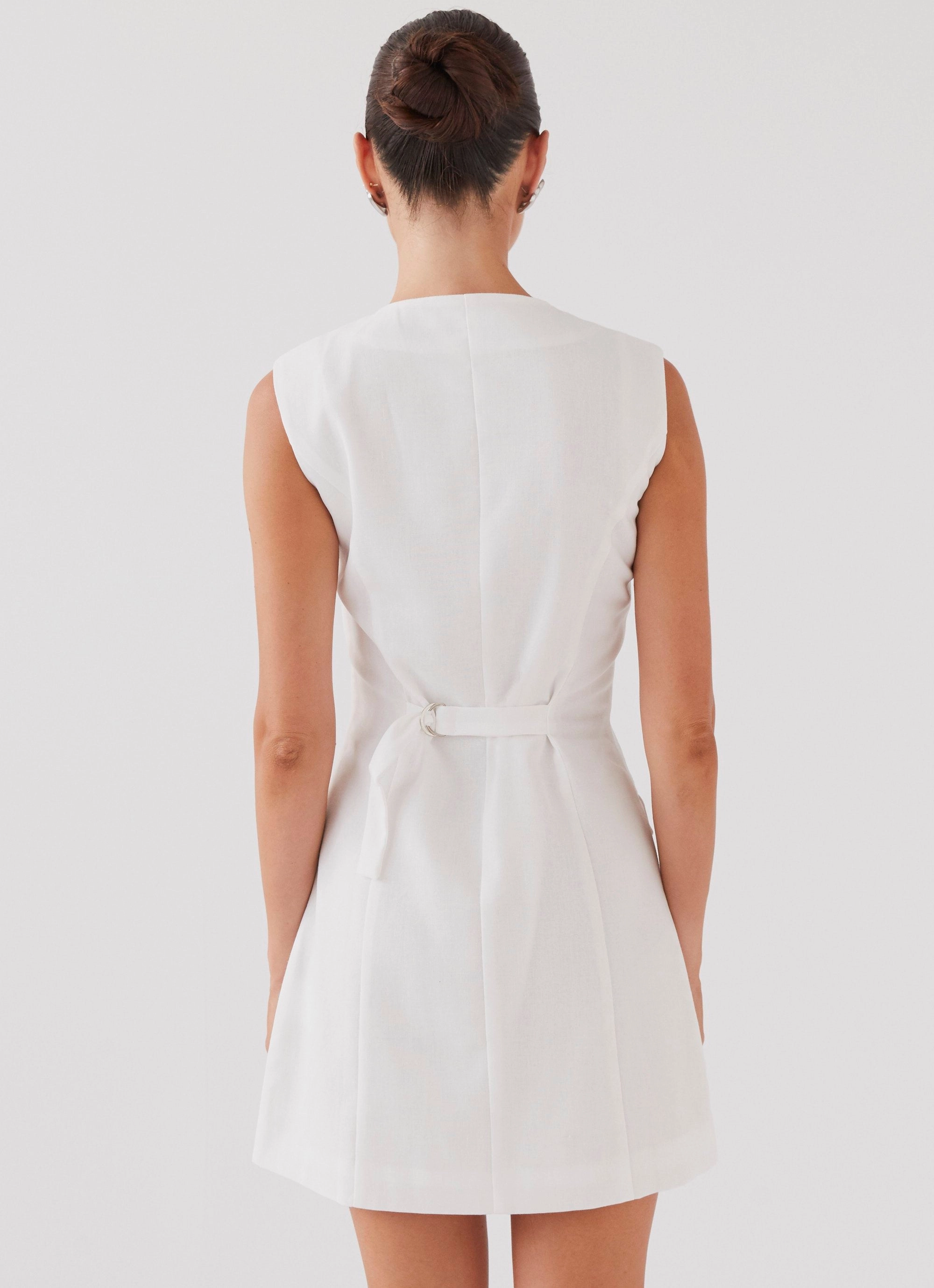 Castello Fiore Linen Mini Dress - White