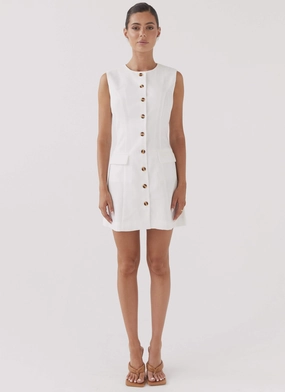 Castello Fiore Linen Mini Dress - White Castello Fiore Linen Mini Dress - White