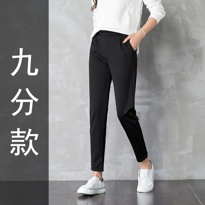 Casual Women Loose Wide Leg Suit Black High Waist Korean Ankle-Length Pants