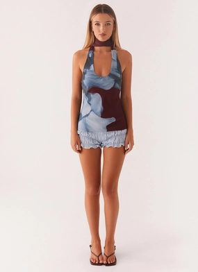 Catarina Halter Top - Maroon Print Catarina Halter Top - Maroon Print