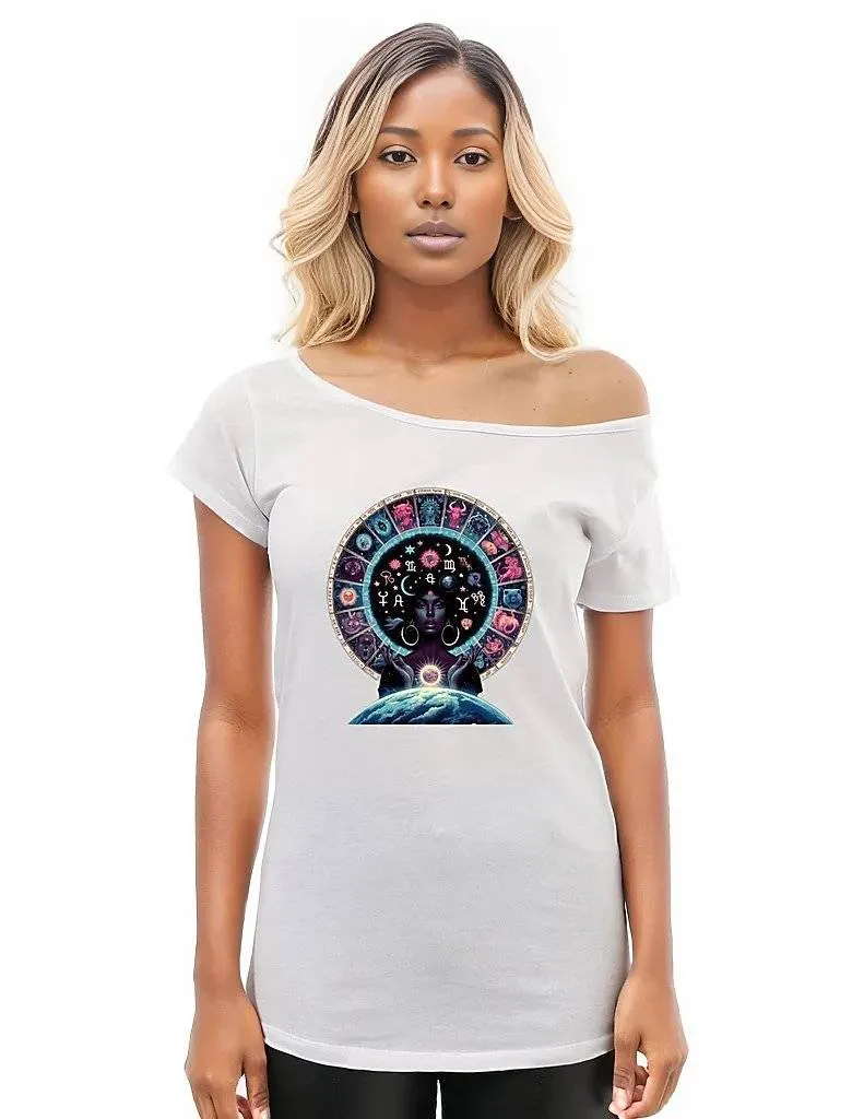Celestial Zodiac Women's Off The Shoulder Tops Shirt