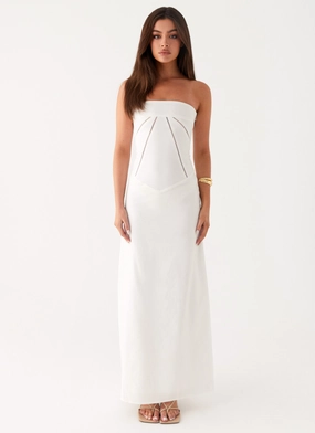 Cerisa Linen Maxi Dress - White Cerisa Linen Maxi Dress - White