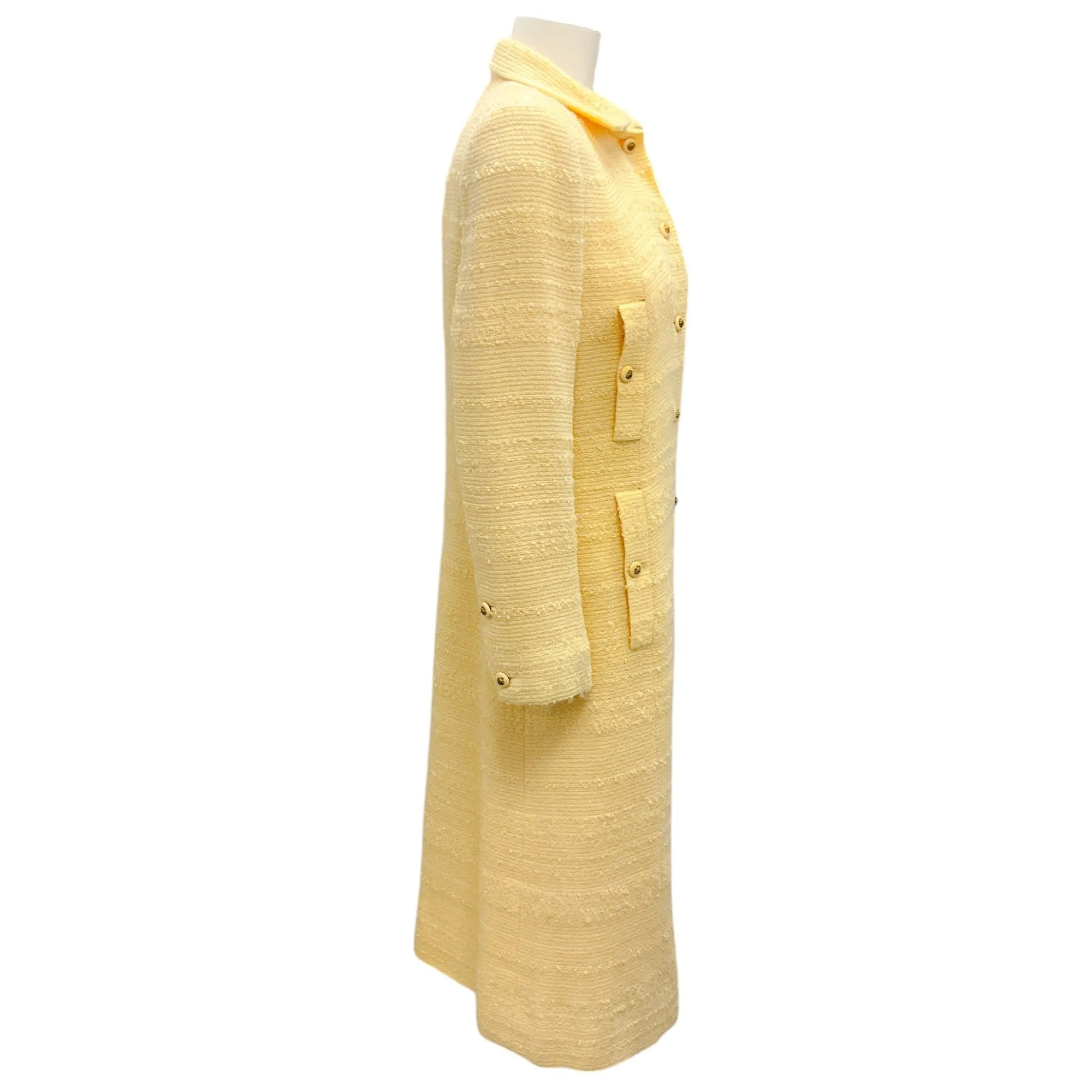 Chanel Creations Vintage 1970's Yellow Boucle Tweed Coat