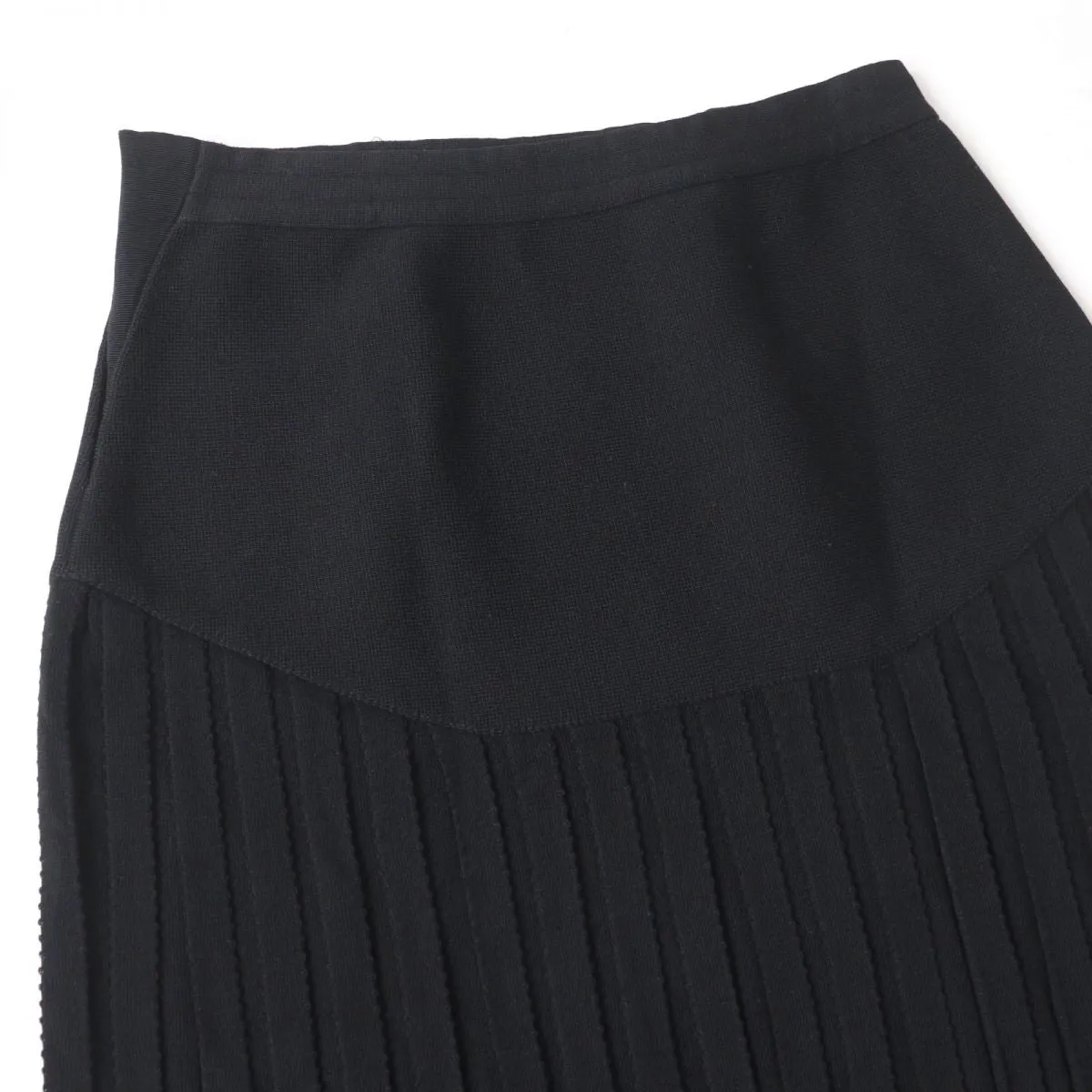 Chanel Wool Pleated Skirt Black Size 38