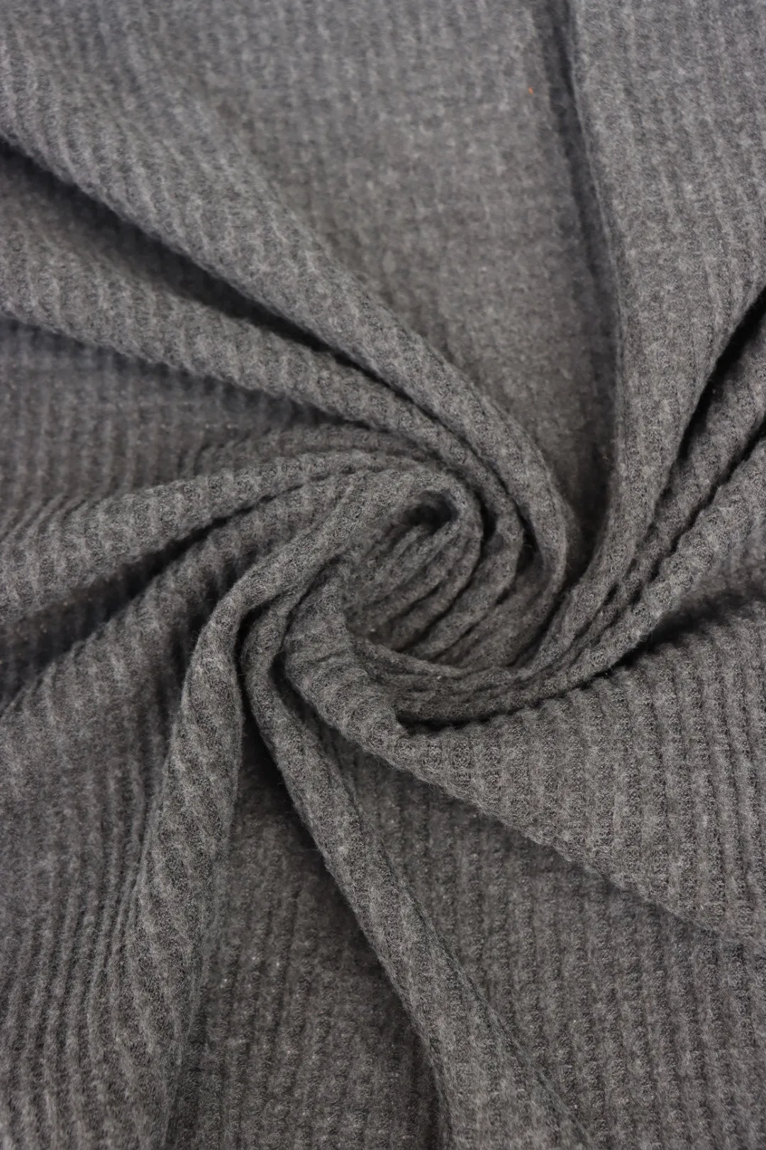 Charcoal Brushed Waffle Sweater Knit