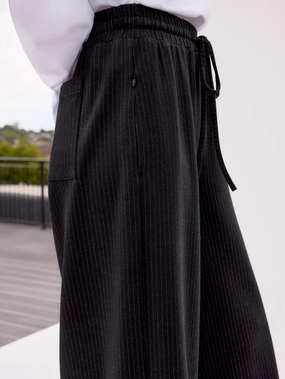 Charcoal Pinstripe Wide Leg Joggers Charcoal Pinstripe Wide Leg Joggers