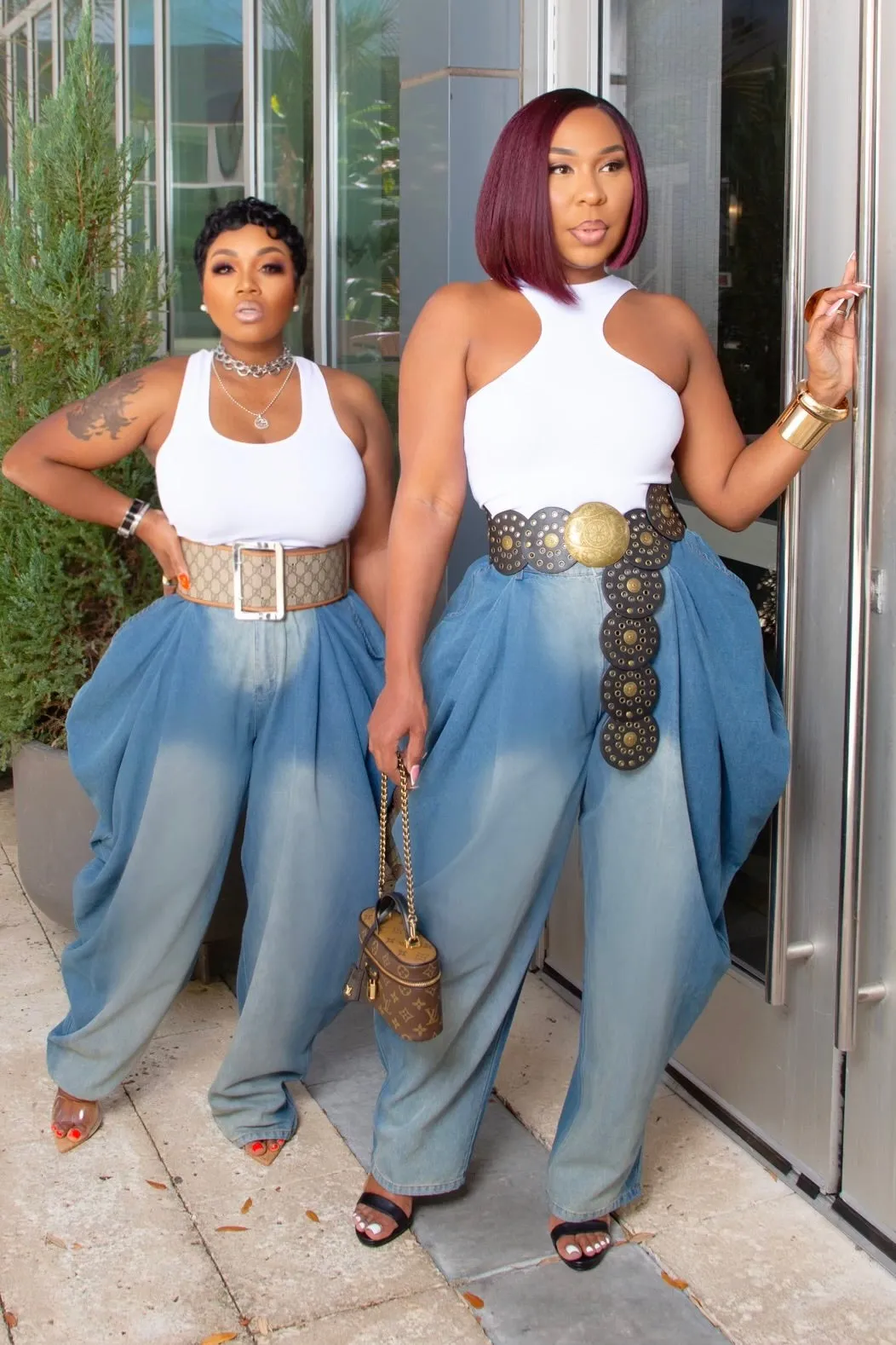 Charlene Statement Draped Denim Jeans