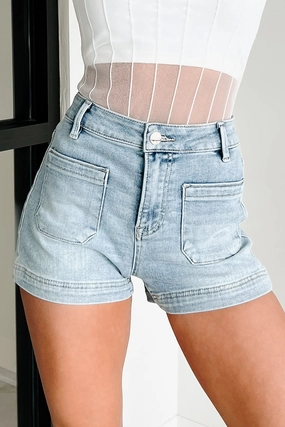 Charles High Rise Patch Pocket Risen Denim Shorts (Light) Charles High Rise Patch Pocket Risen Denim Shorts (Light)