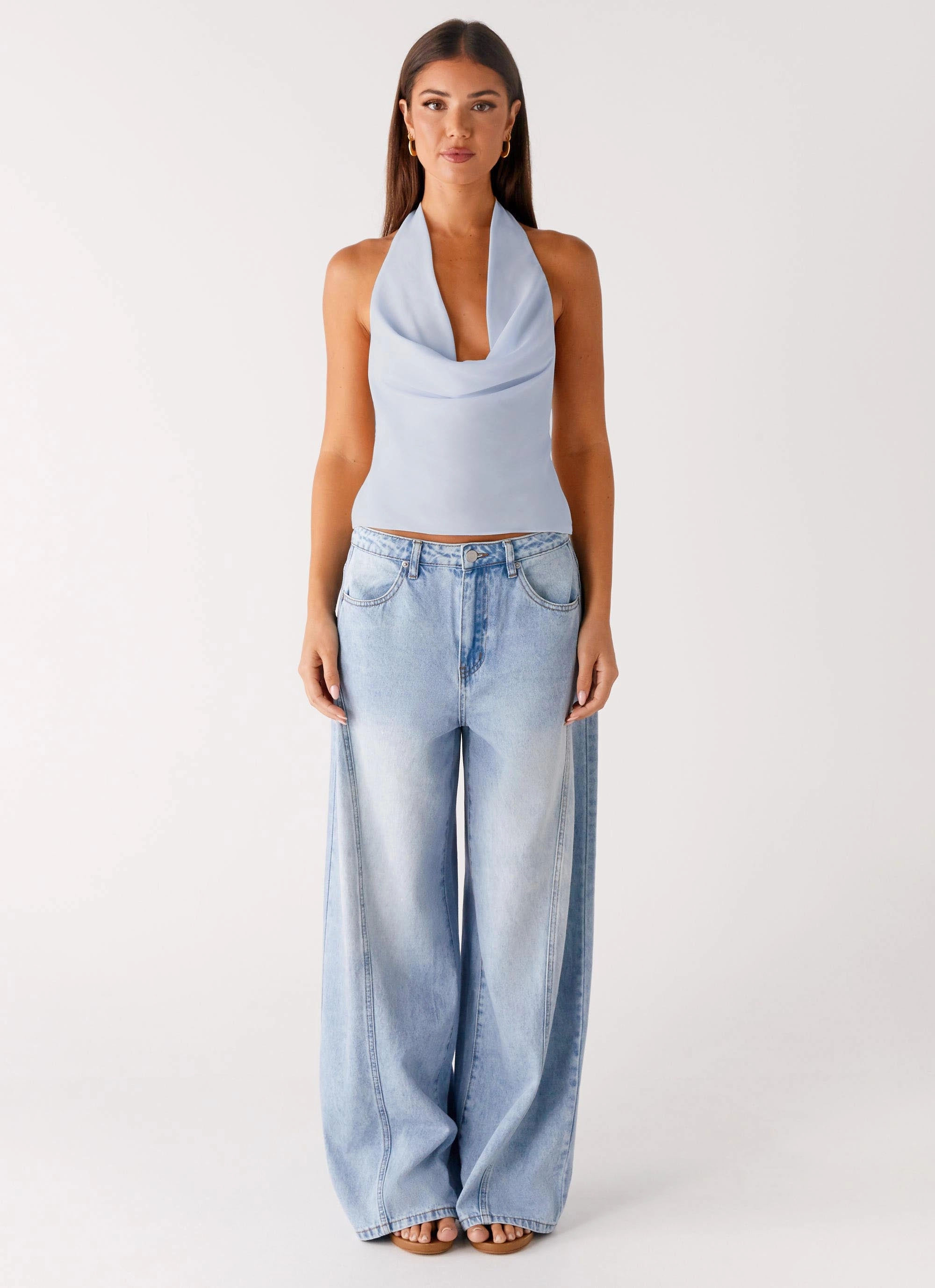 Charli Cowl Top - Blue