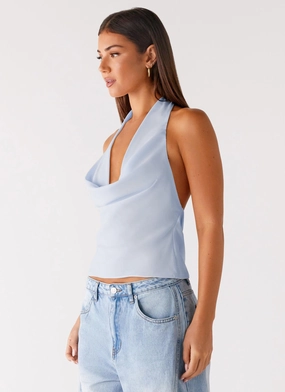 Charli Cowl Top - Blue Charli Cowl Top - Blue