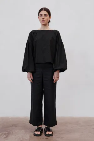 Charlotte Billowed Sleeve Blouse Black Polka Dot