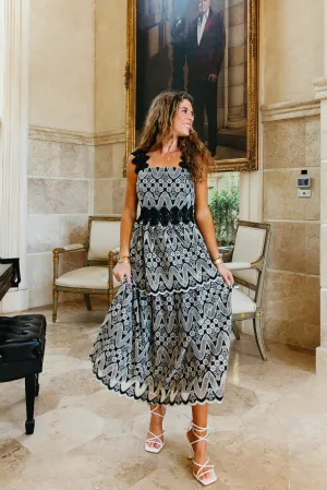 Charlotte Midi Dress - Black/Taupe