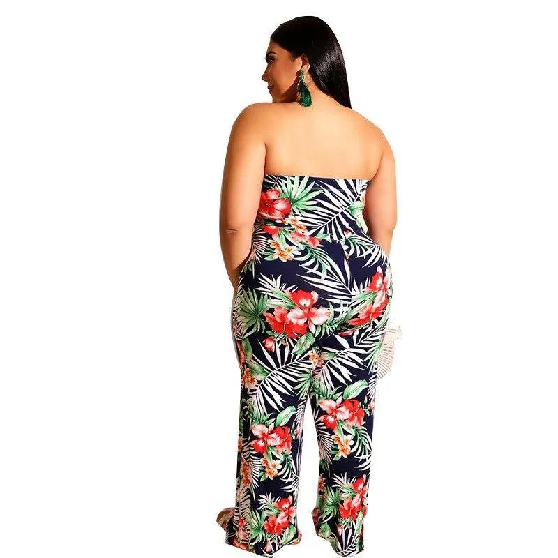 Charming Female Floral Printed Jumpsuits Newest Women Off