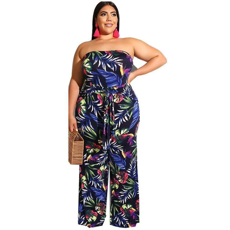 Charming Female Floral Printed Jumpsuits Newest Women Off